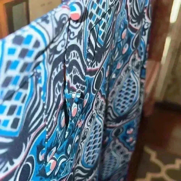 Loft Electric Sapphire Baroque Print Midi Dress Blue Size Small Side Slit - Picture 7 of 12